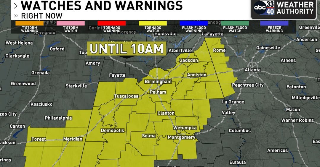 Severe WSFA Weather Update: Tornado Watch for Central Alabama